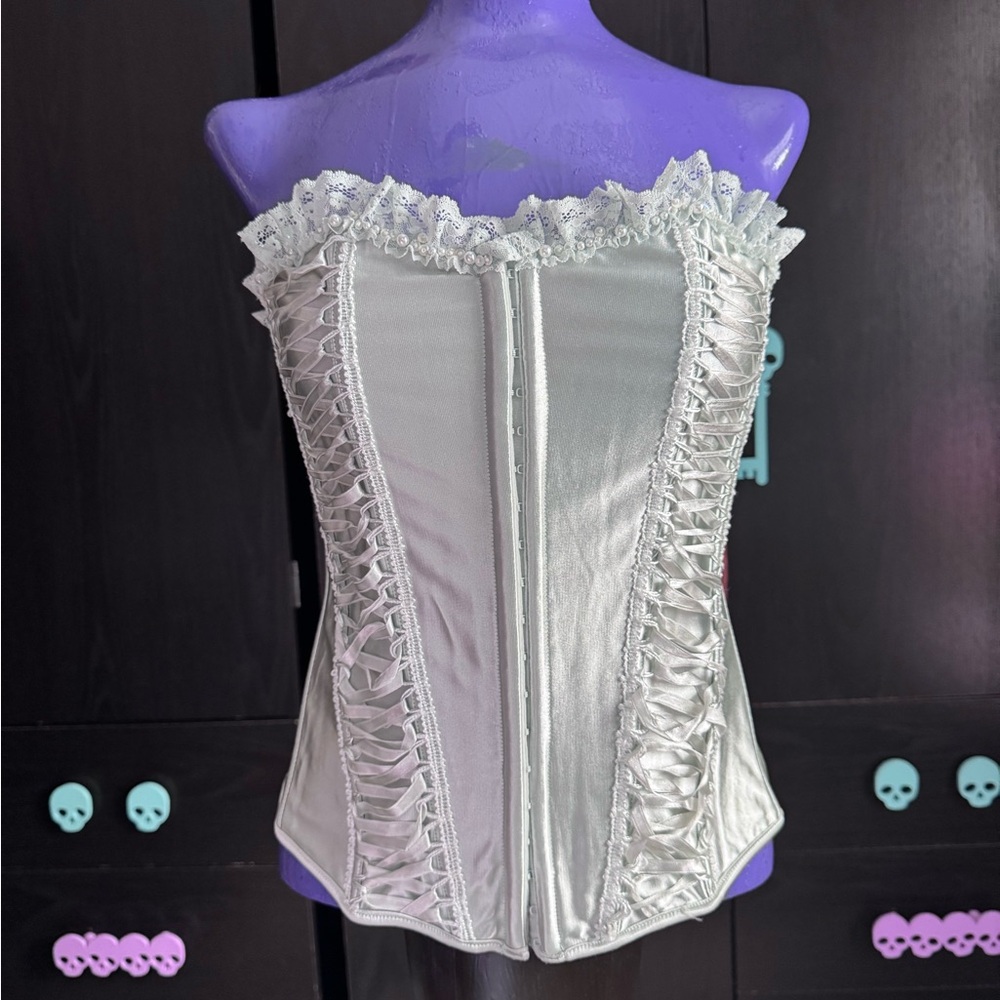 La Vie En Rose Satin Lace-Up Corset Top